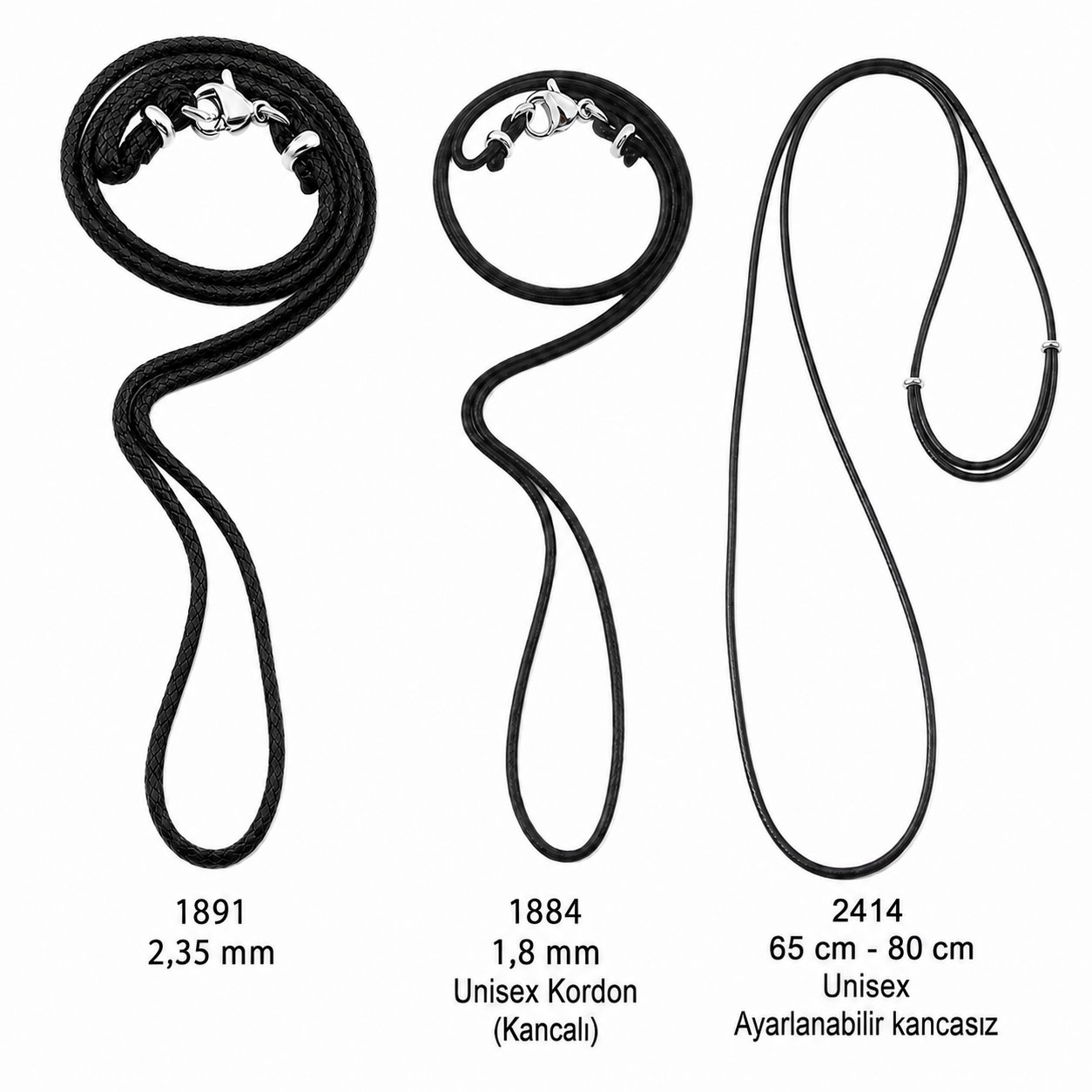 Ayarlı ve Kancalı Unisex Kordon Seçenekleri