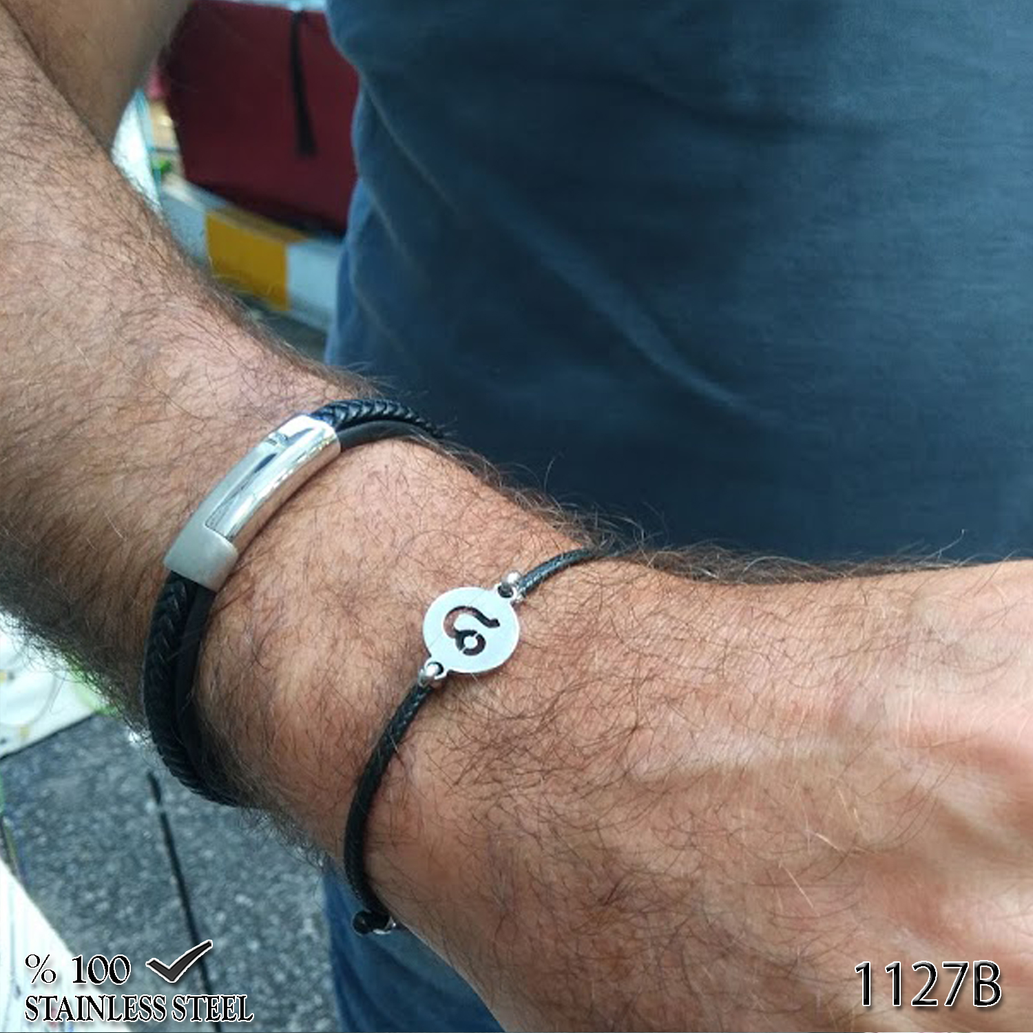 1127B Aslan burcu simgesi çelik bileklik