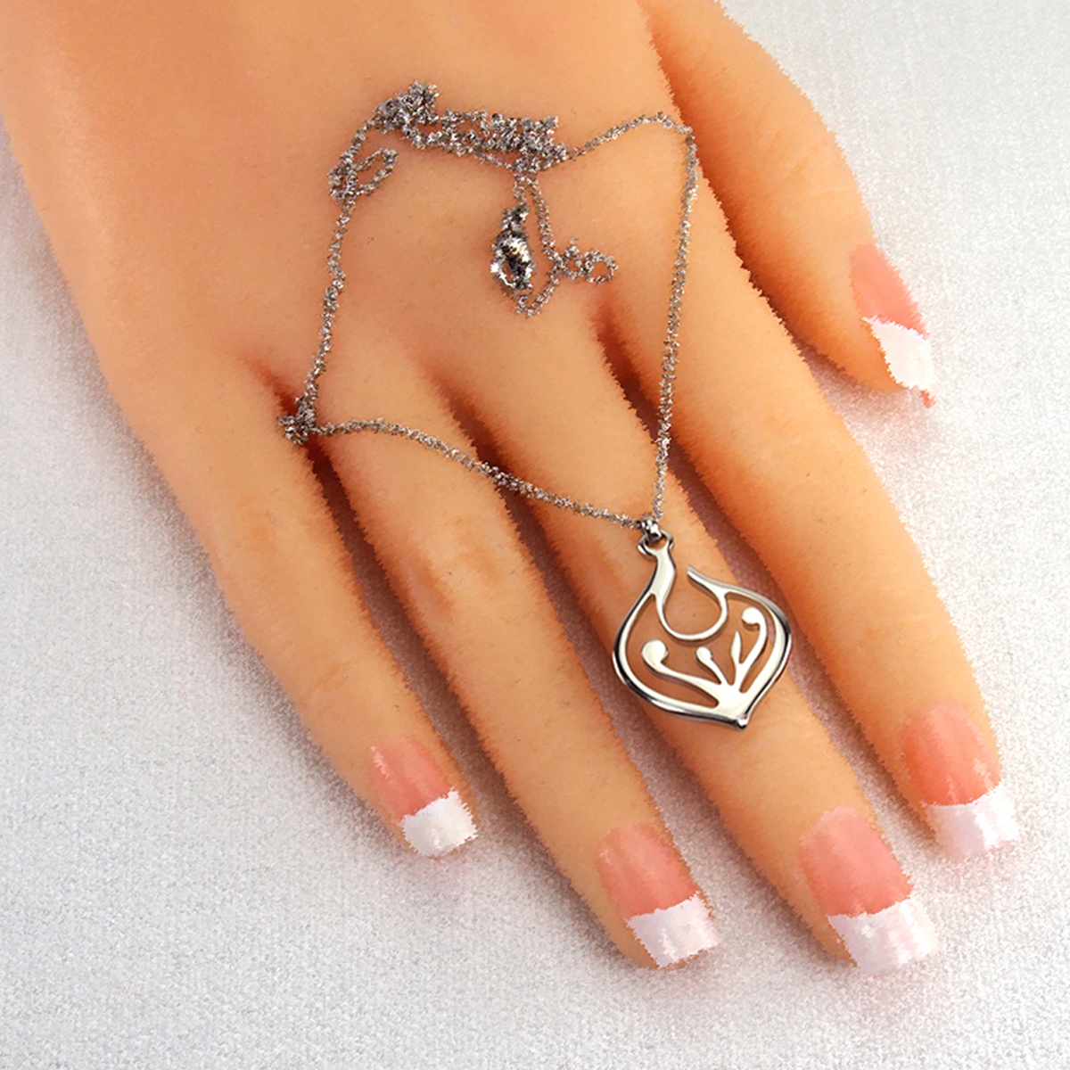 1219Z Yaprak küçük çelik kolye 24 x19 mm