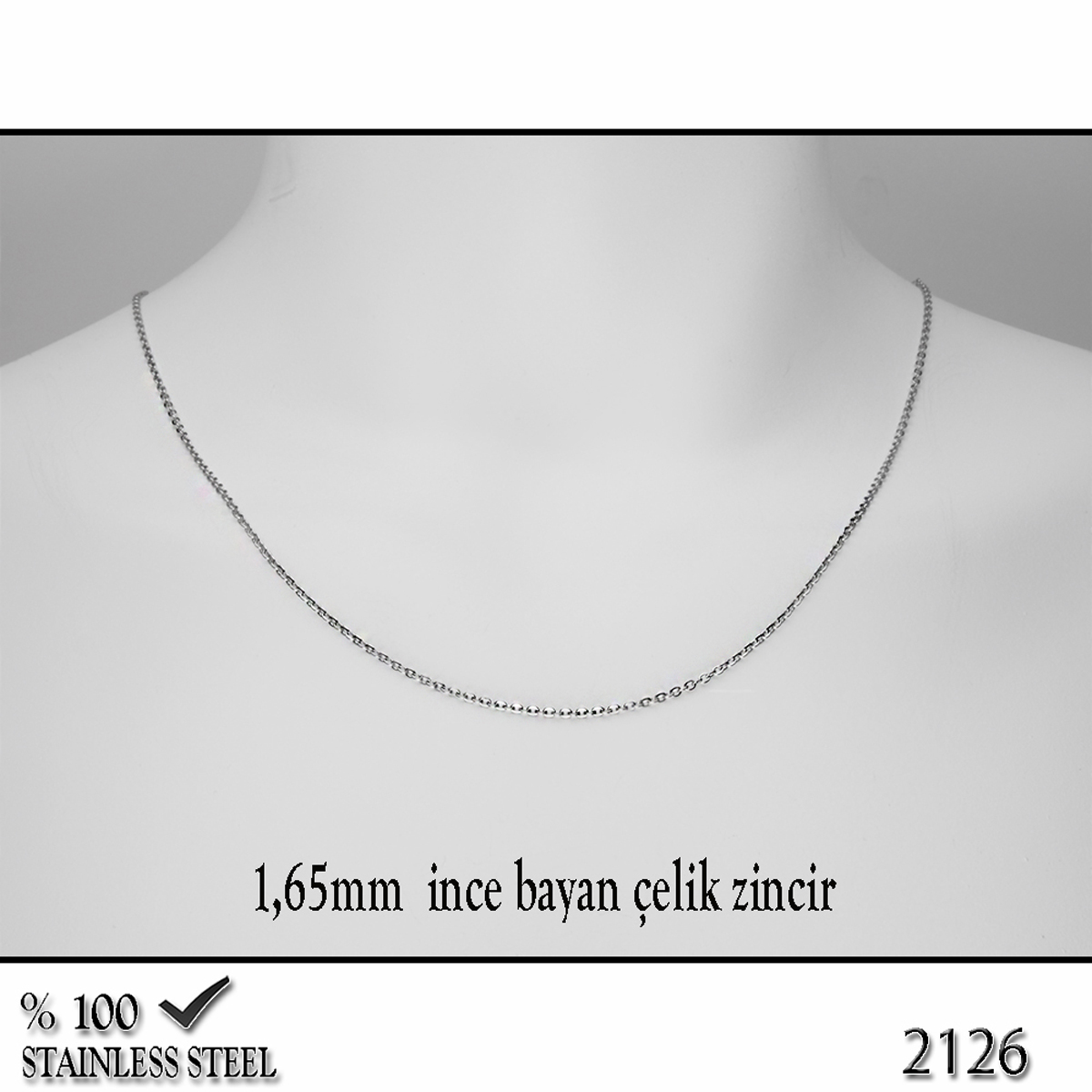 1220Z Kalp küçük çelik kolye