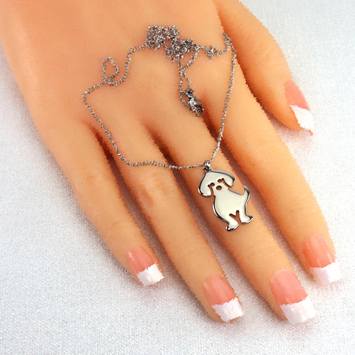 1237Z Köpek küçük çelik kolye  22x14 mm