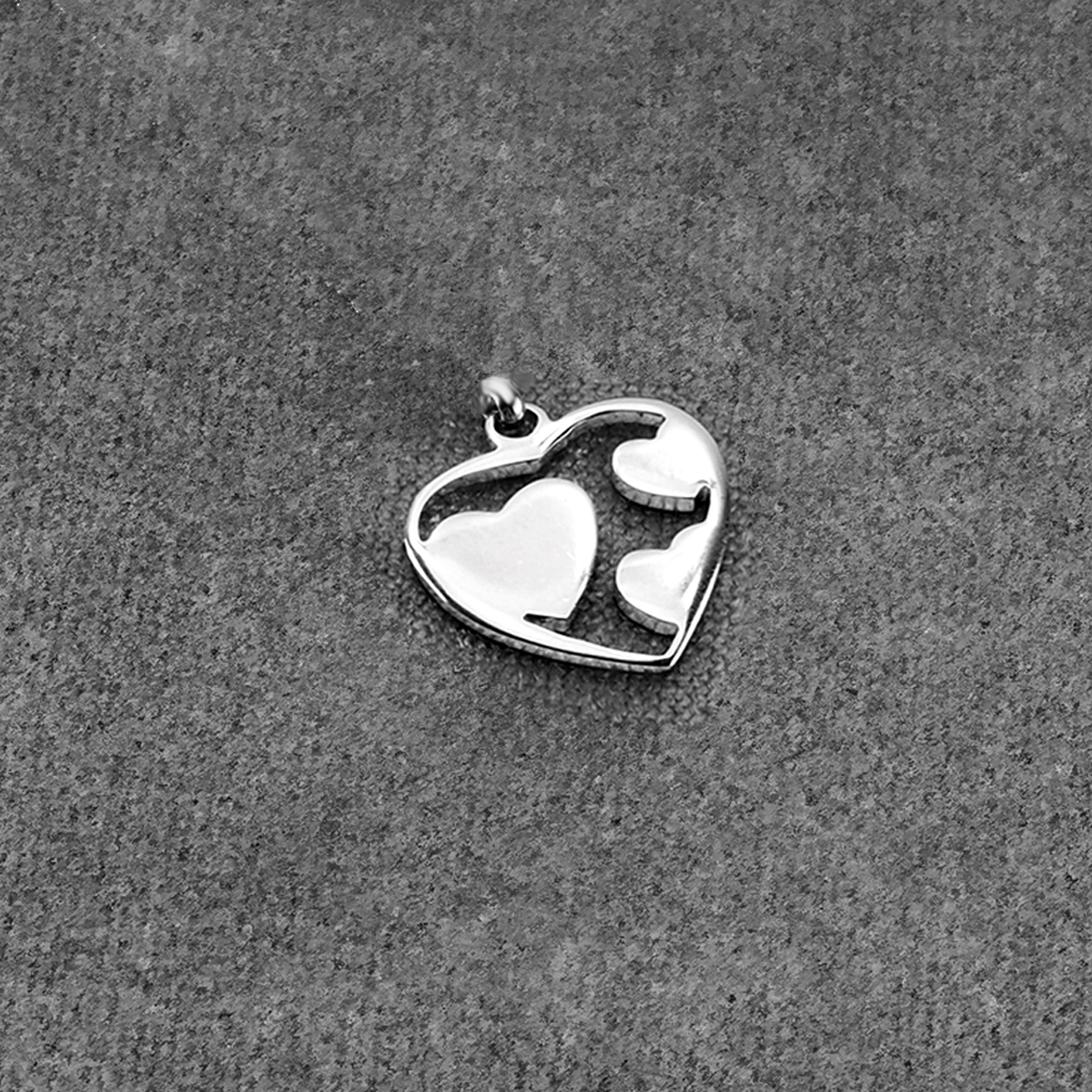 1247Z Kalp küçük çelik kolye  19 x 20 mm