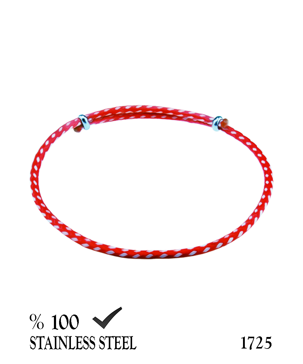 1725 2,3mm Kırmızı kordon çelik bileklik