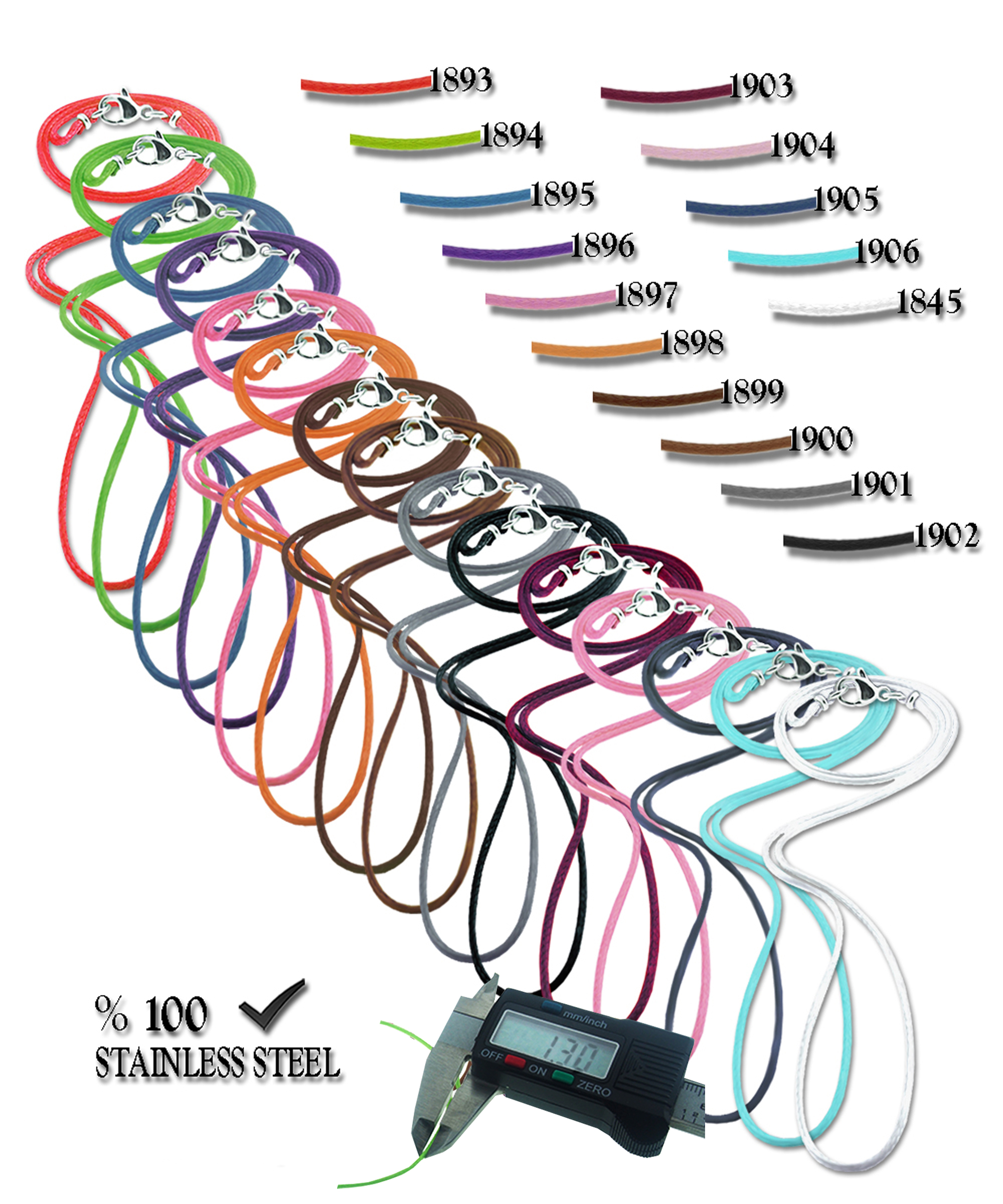 1895 1,3mm Koyu mavi ince kordon kolye