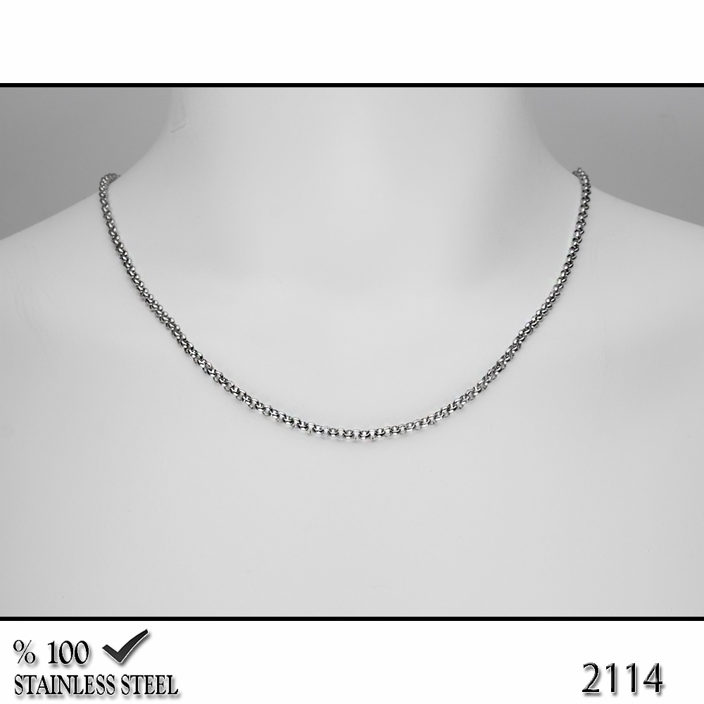 2114 Yuvarlak çelik zincir kolye 3 mm (Uzunluk seçiniz)