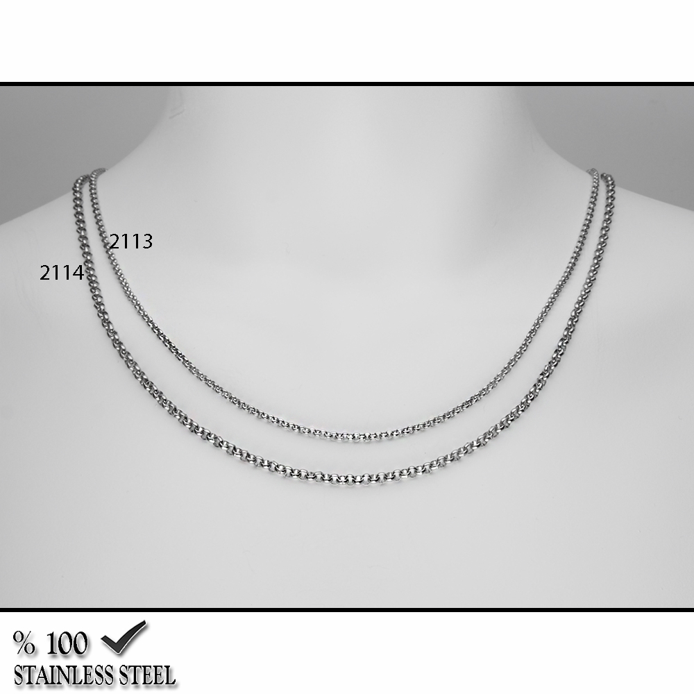 2114 Yuvarlak çelik zincir kolye 3 mm (Uzunluk seçiniz)