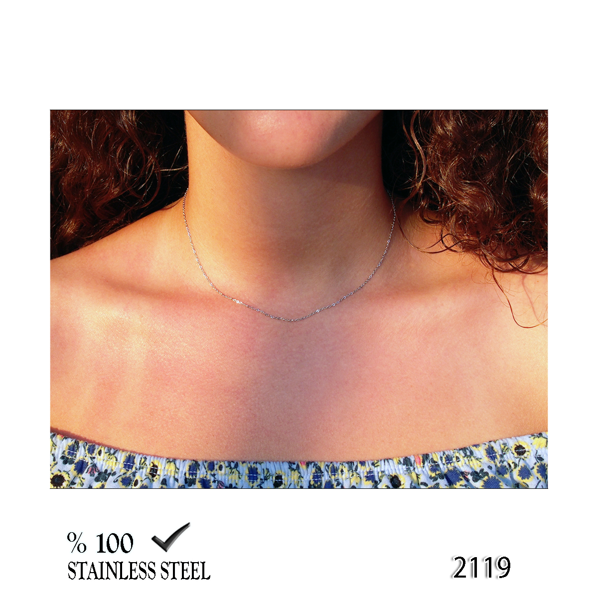 2119 Bayan çelik kolye zinciri 1,25 mm