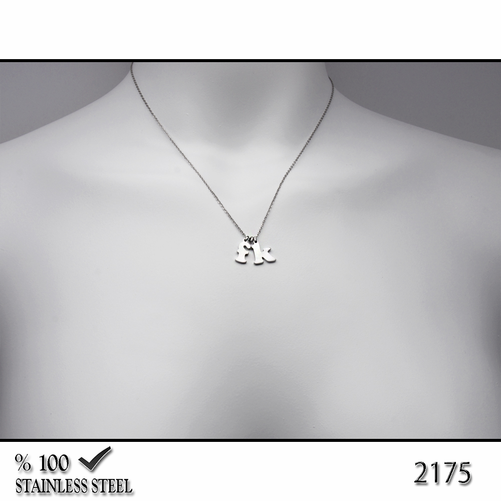 2175z   2 Harf Çelik Kolye (Harf seçiniz)