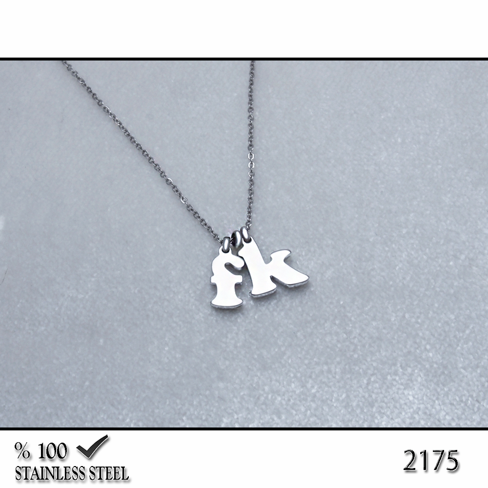 2175z   2 Harf Çelik Kolye (Harf seçiniz)