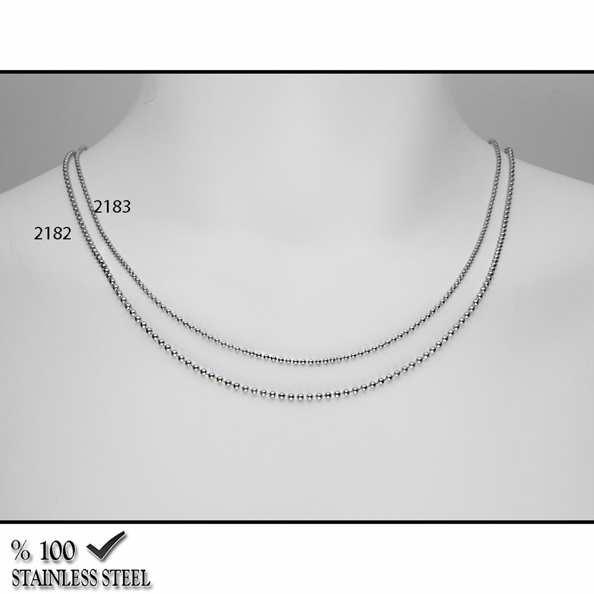 2182   Çelik kolye zinciri  2,4 mm 