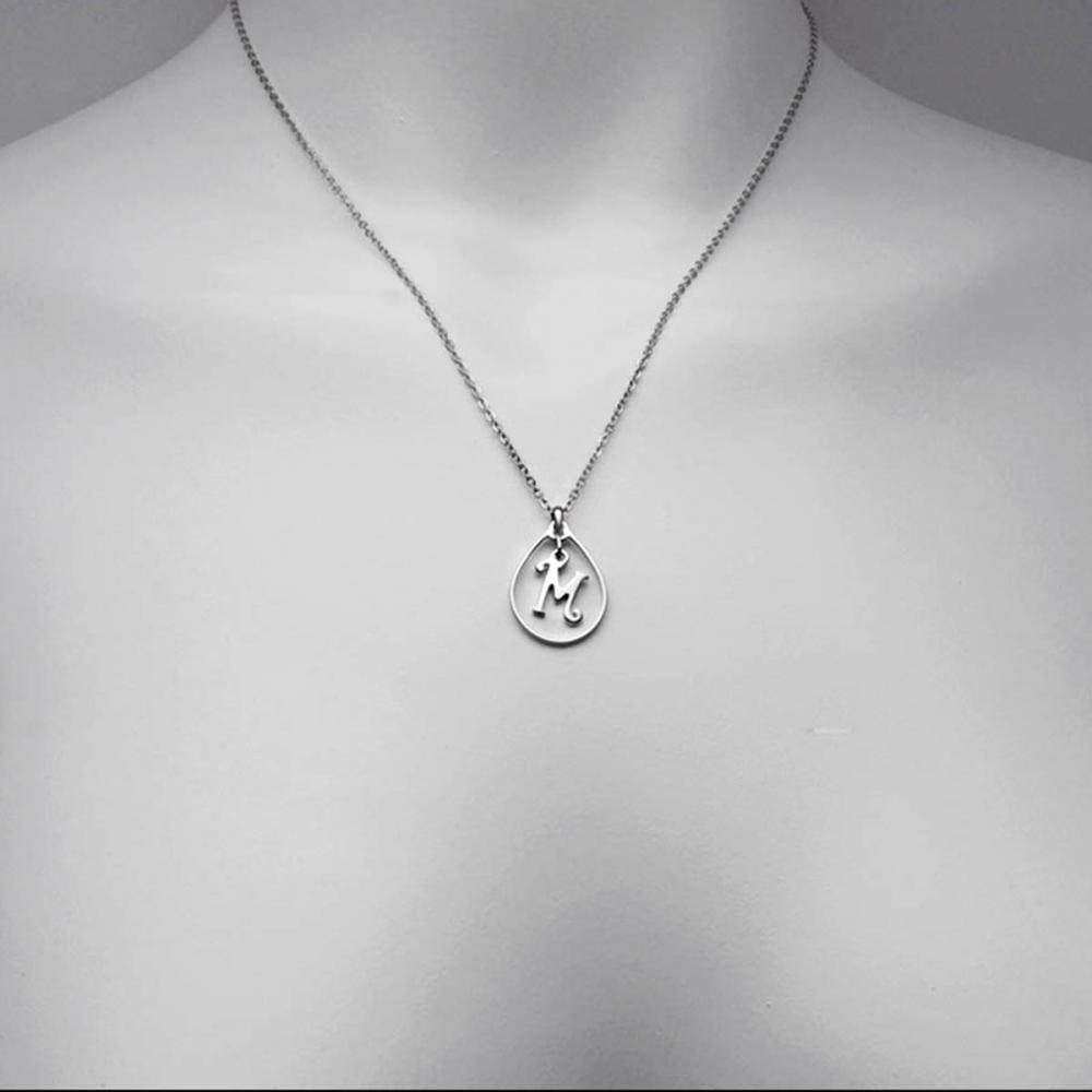 2258 Damla çelik kolye (Harf seçiniz)