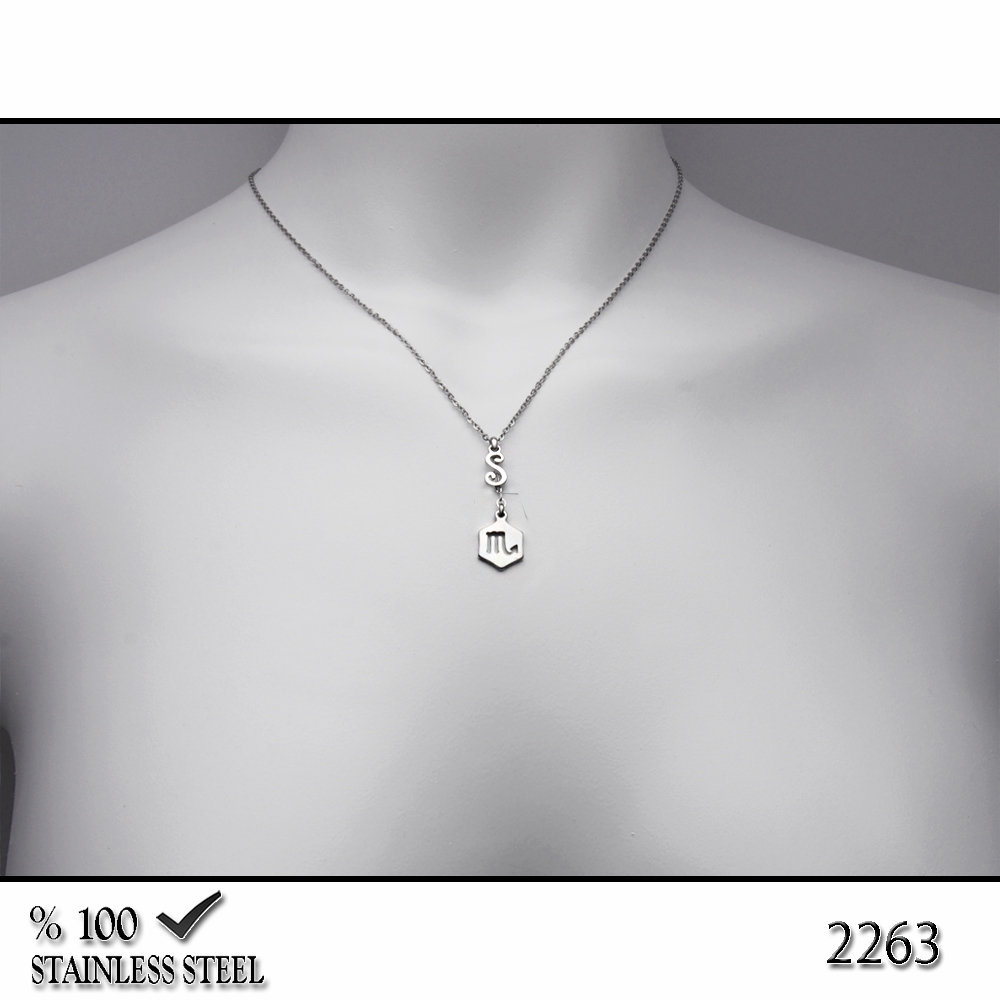 2263 Çelik kolye (Harf ve burç seçiniz)