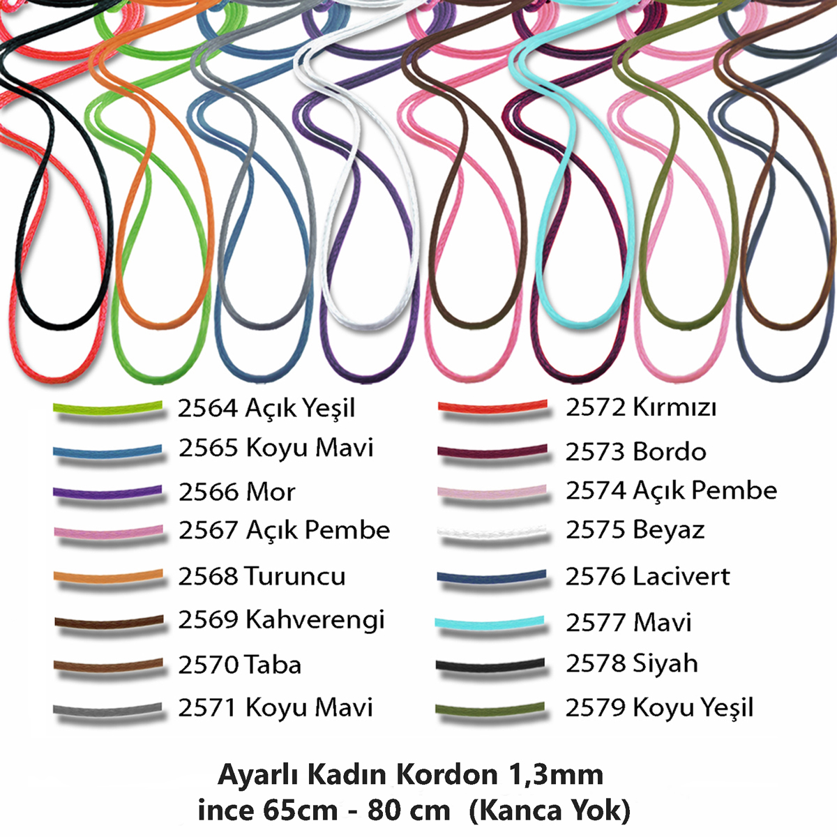 2578  Ayarlı Kadın Kordon 1,3mm siyah ince kordon