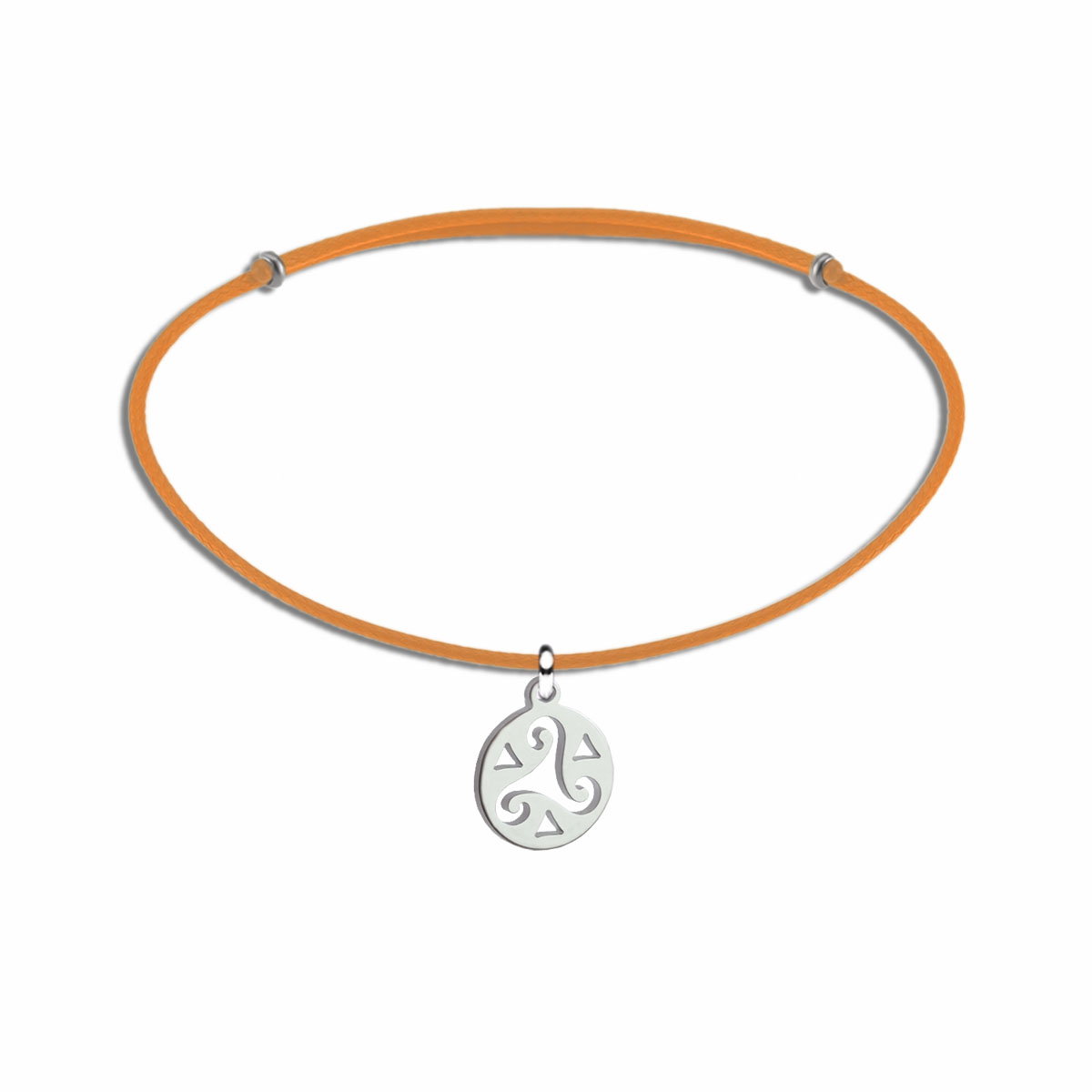 2938BK Daire Triskelion çelik uçlu kordon bileklik