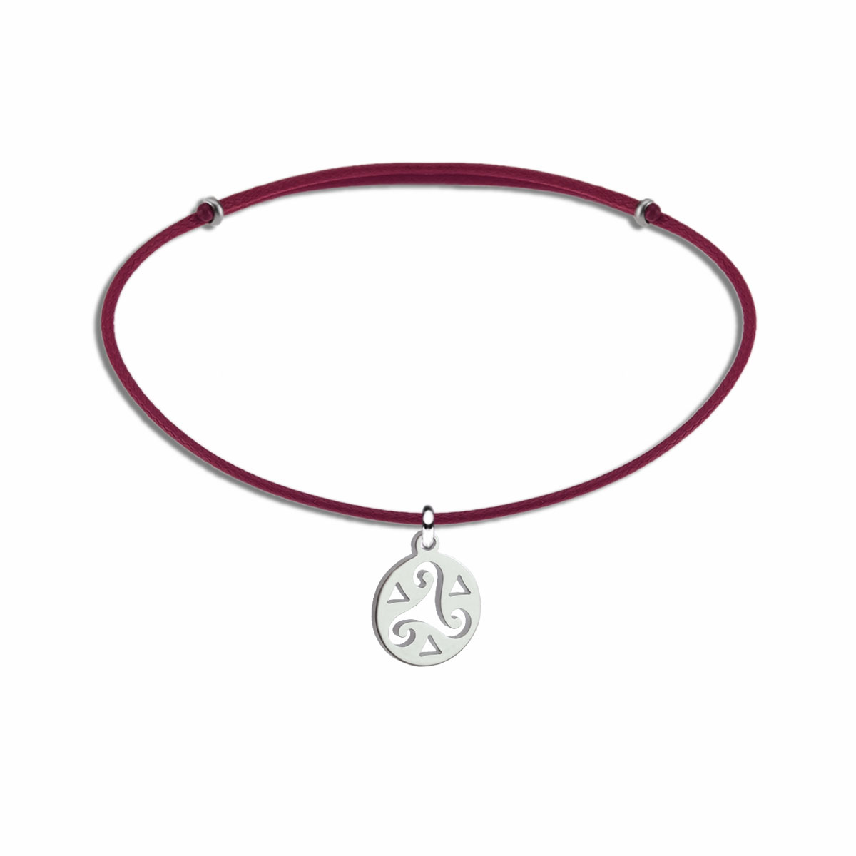 2938BK Daire Triskelion çelik uçlu kordon bileklik