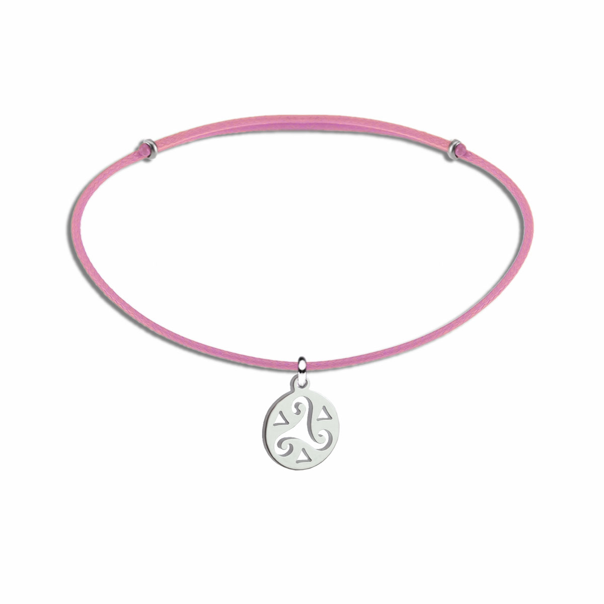2938BK Daire Triskelion çelik uçlu kordon bileklik