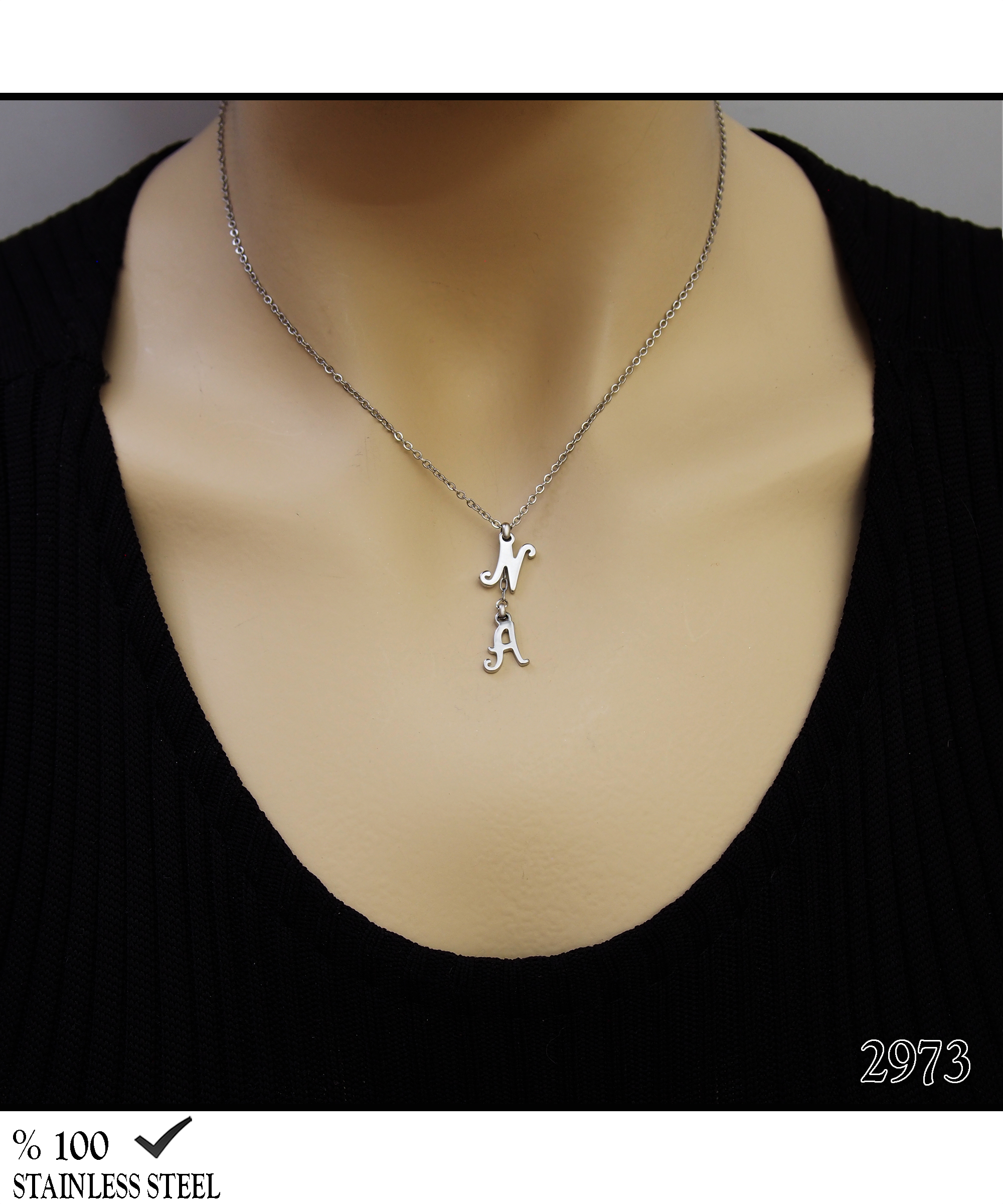 2973 Çelik kolye (Harf Seçiniz)