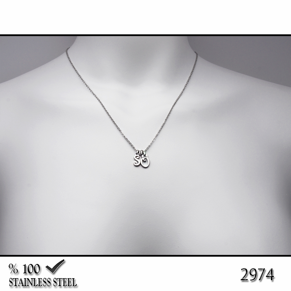 2974  2 Harf Çelik Kolye (Harf seçiniz)