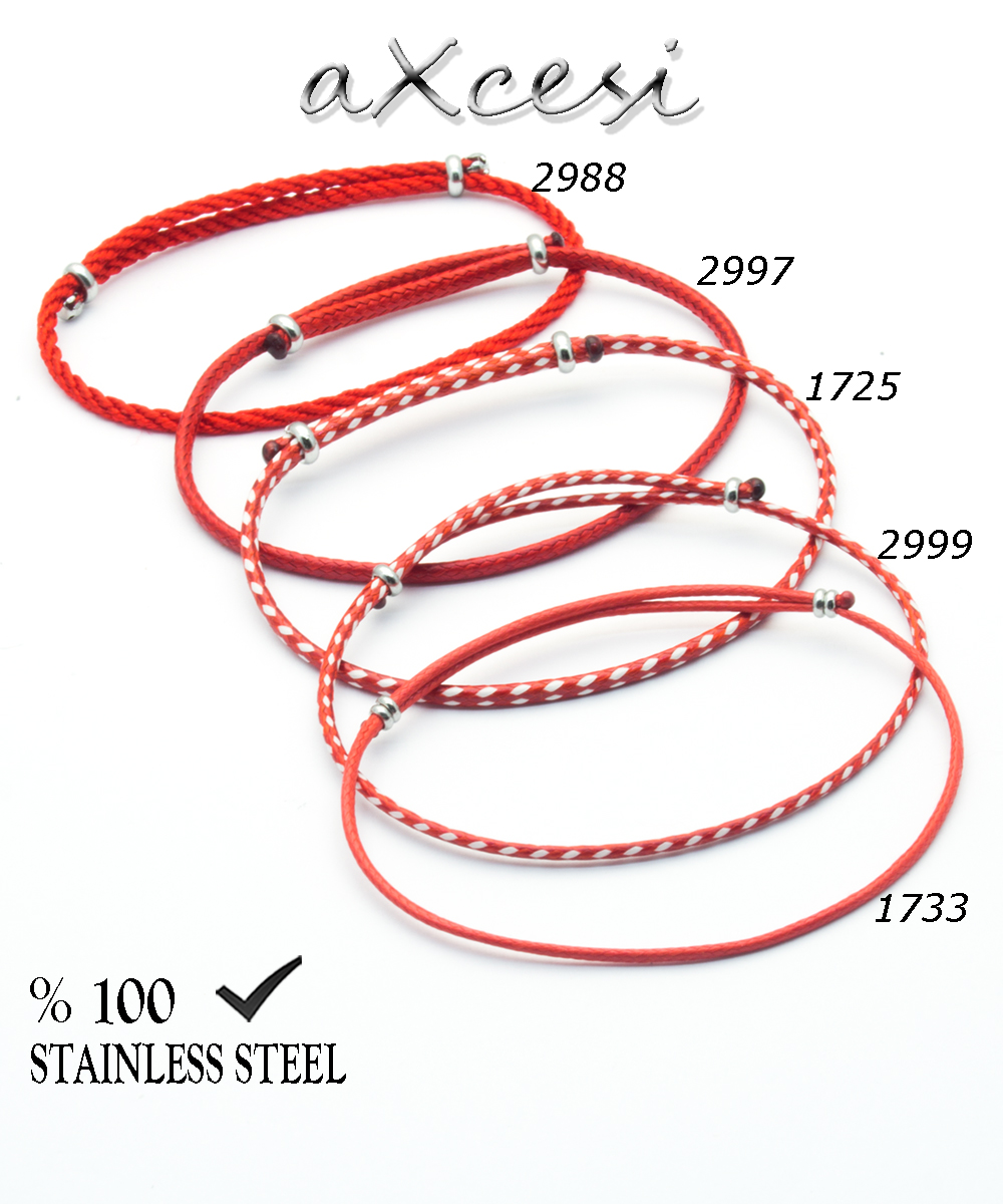 2988 2,5 mm Kırmızı burgulu kordon bileklik