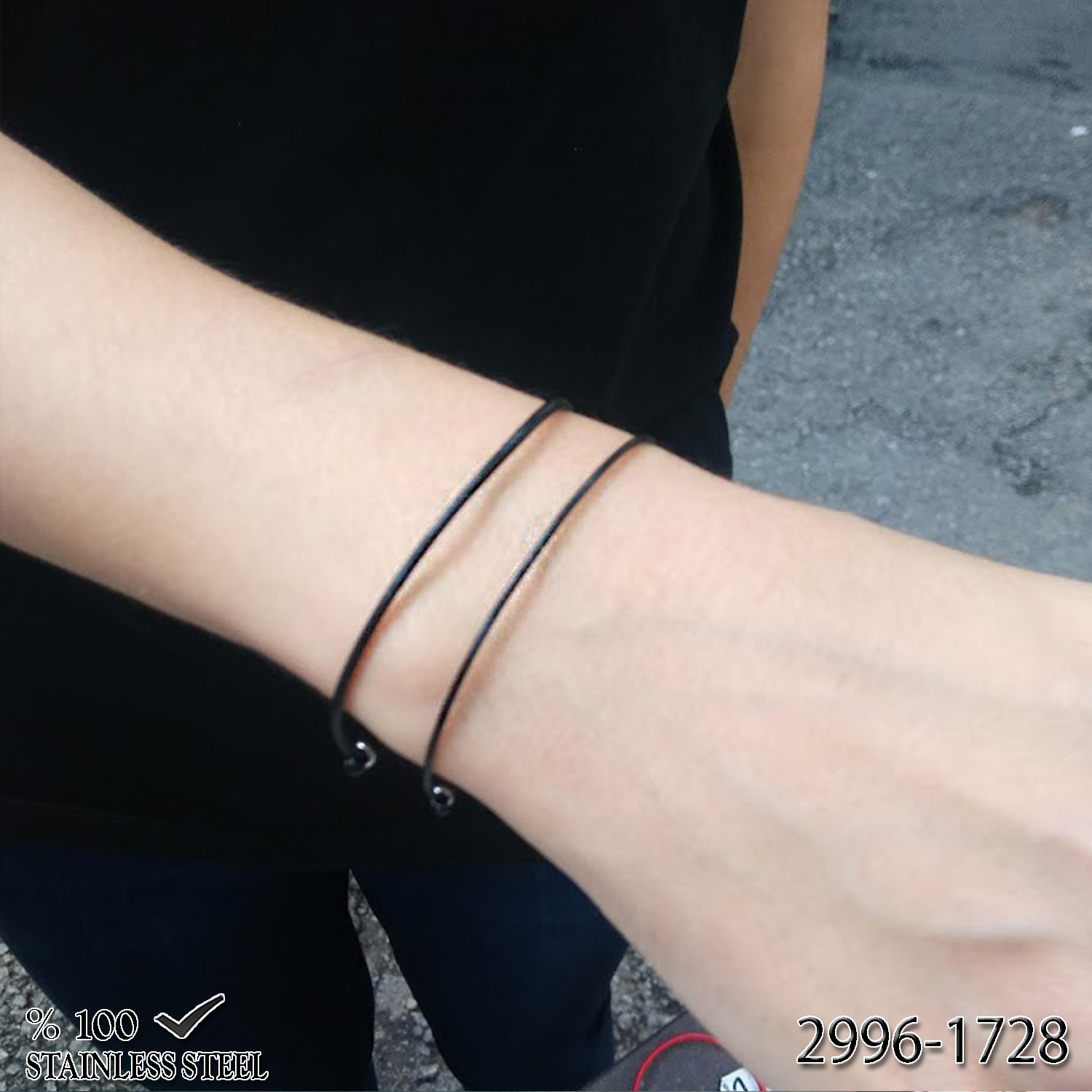 2996 1,8 mm Siyah kordon bileklik