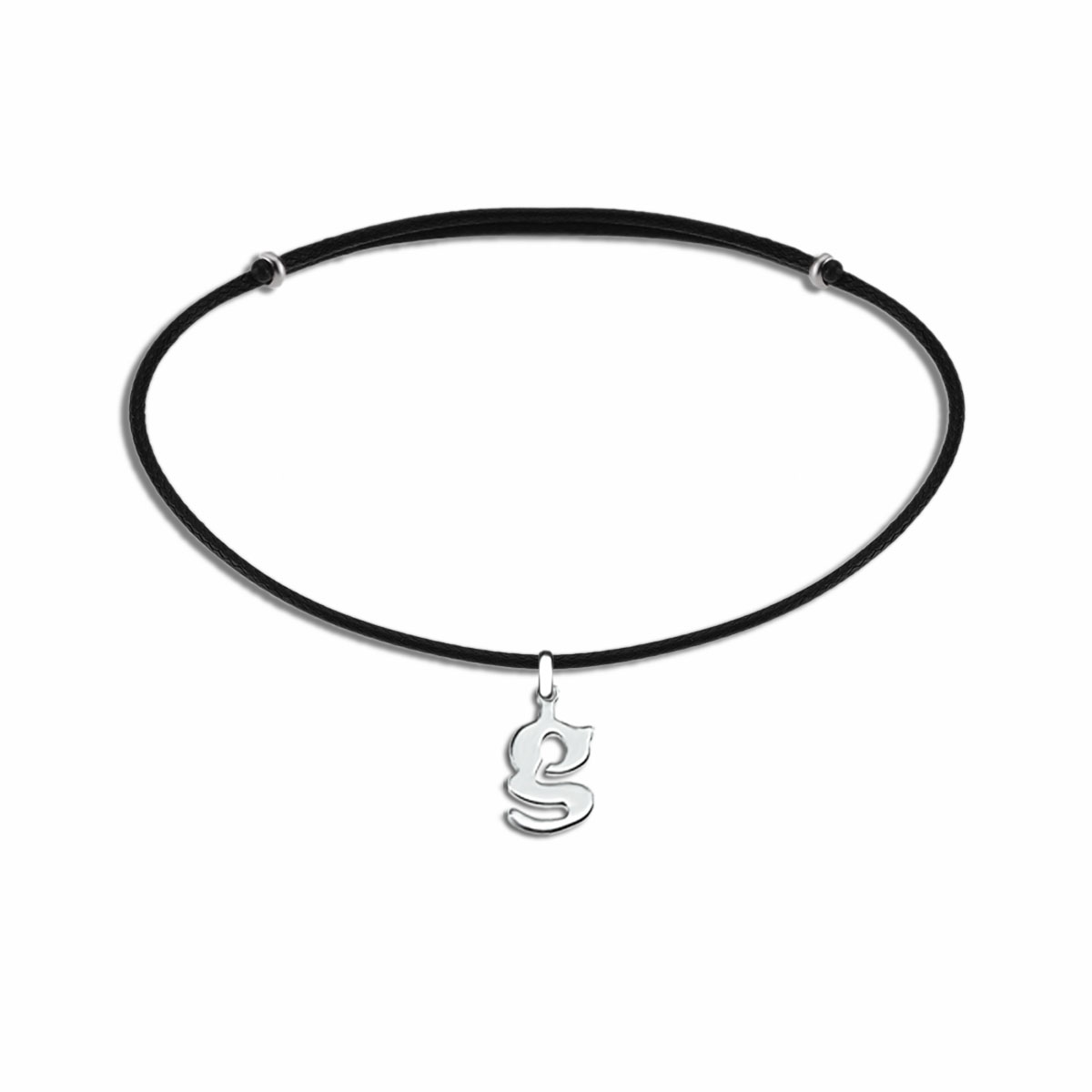 3262B G harfi küçük harf kordonlu çelik bileklik