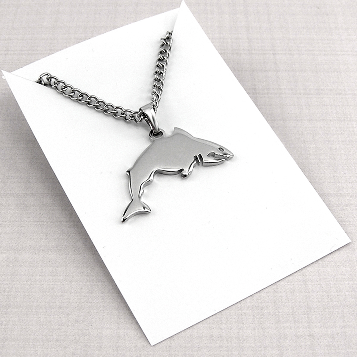 577ZU Köpek balığı çelik kolye  18 x 33 mm