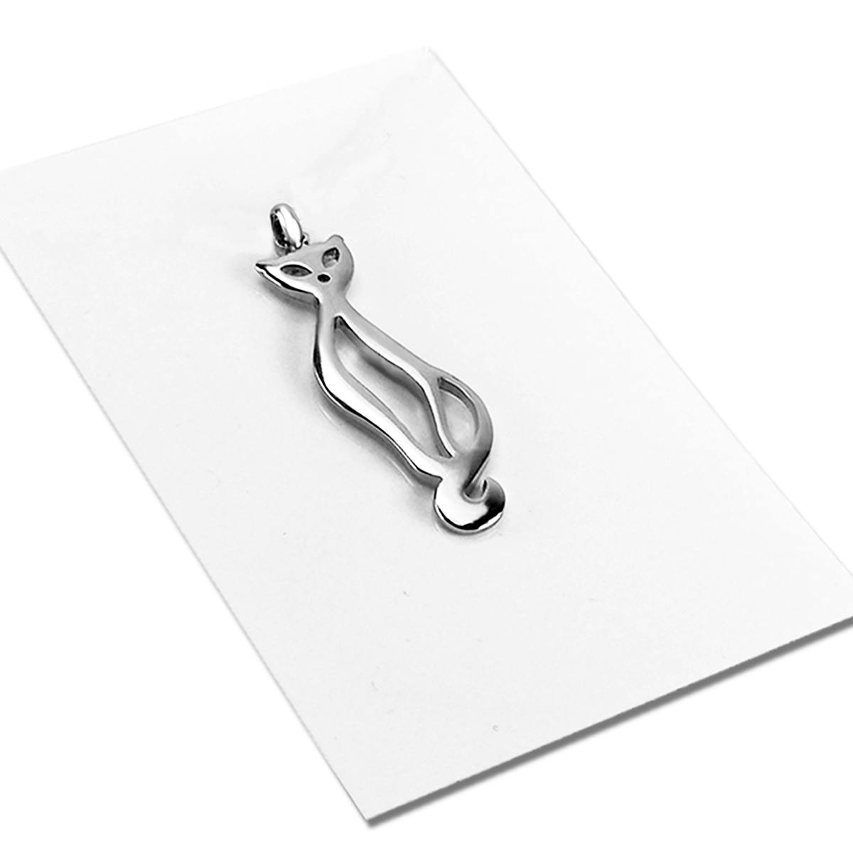584Z Kedi çelik kolye  39 x 13mm