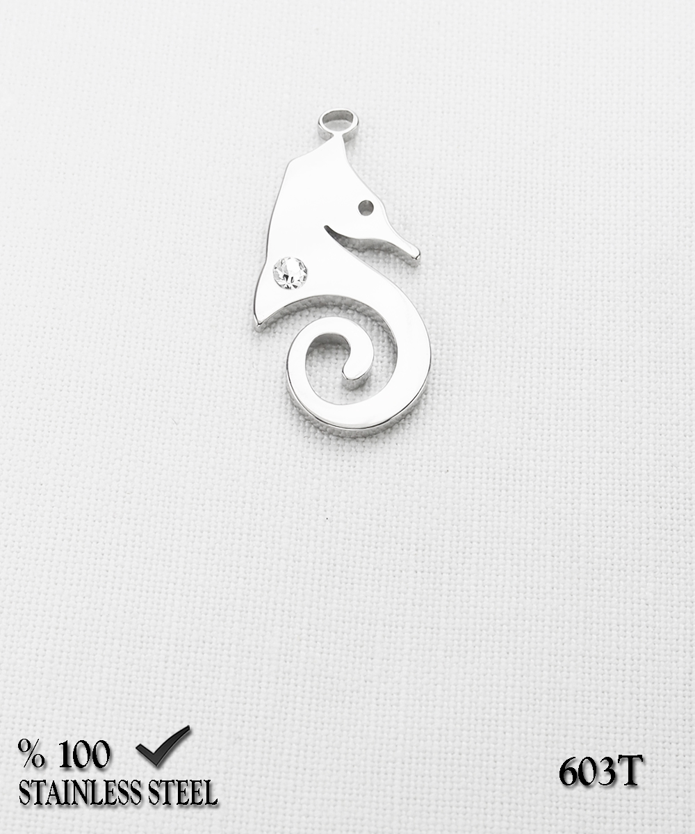 603KUT  Denizatı çelik kolye    35 x 20 mm