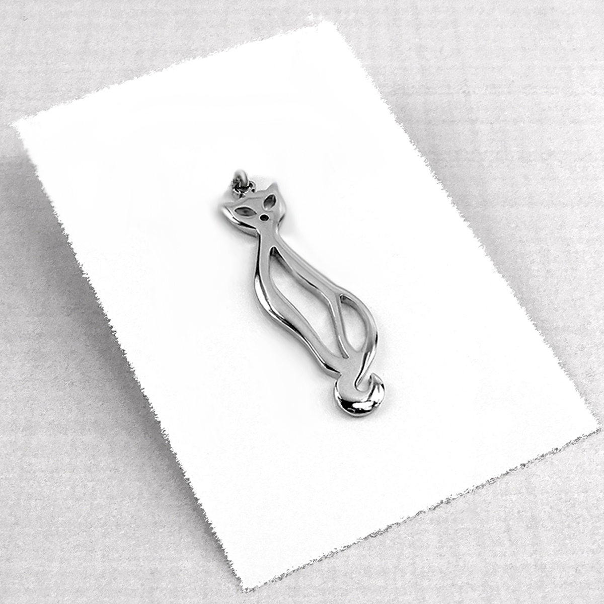 659Z Kedi küçük çelik kolye       32 x 11 mm