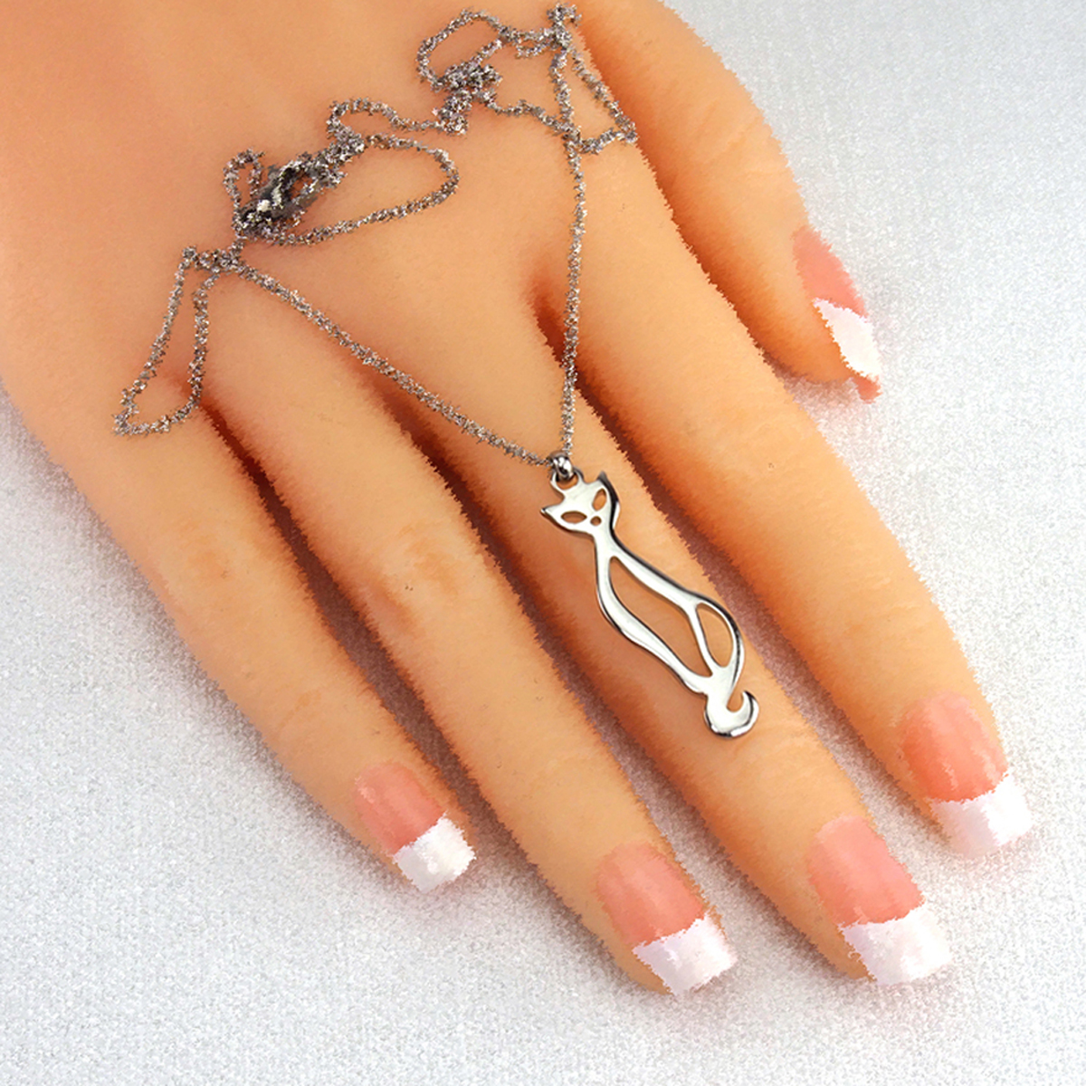 659Z Kedi küçük çelik kolye       32 x 11 mm