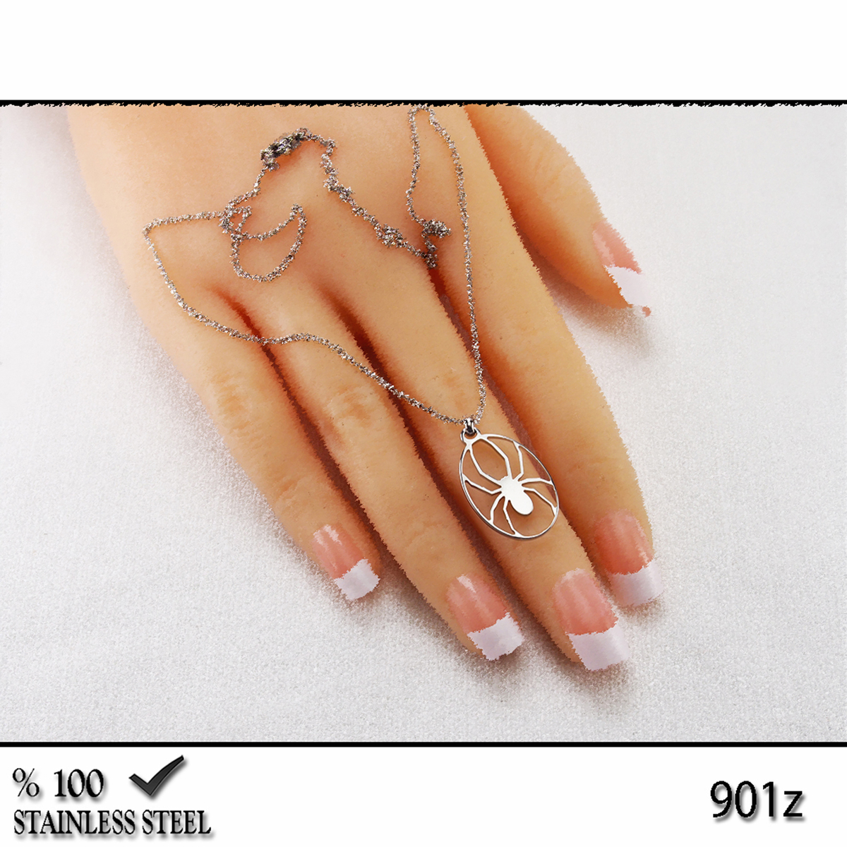 901Z Örümcek çelik kolye  23 x 15 mm
