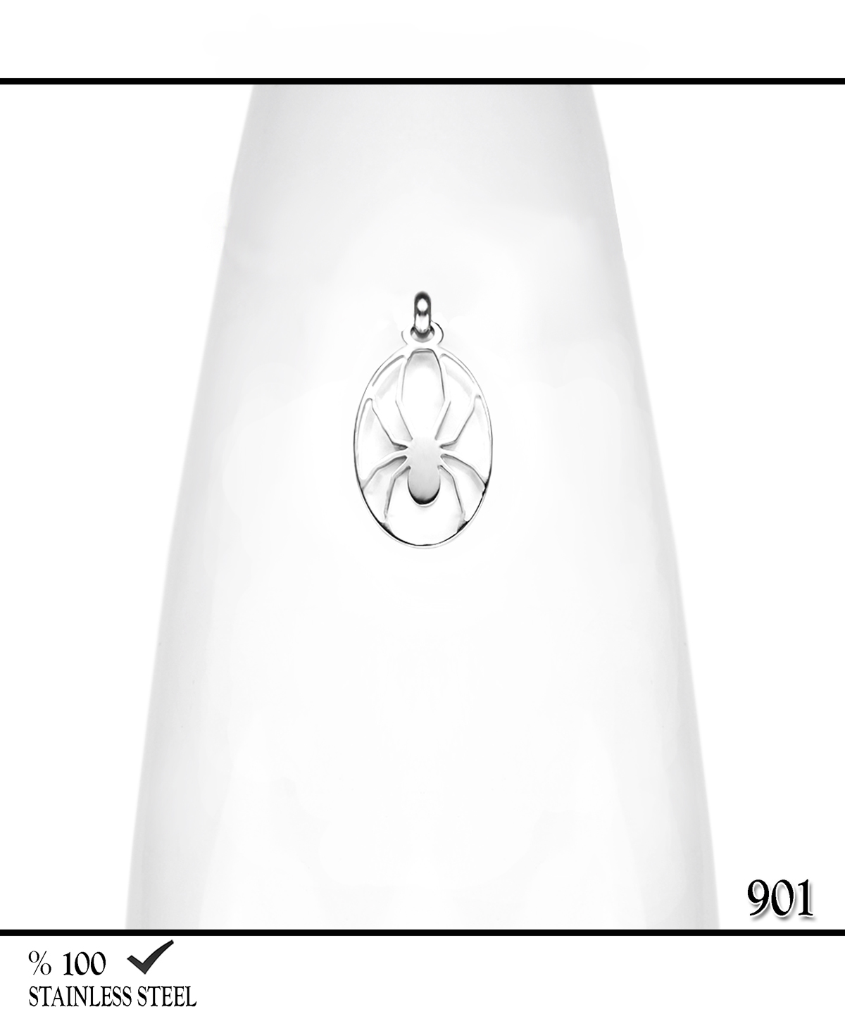901Z Örümcek çelik kolye  23 x 15 mm