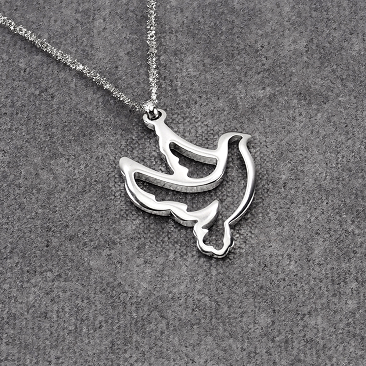 911Z Güvercin kuş küçük çelik kolye  27 x 22 mm