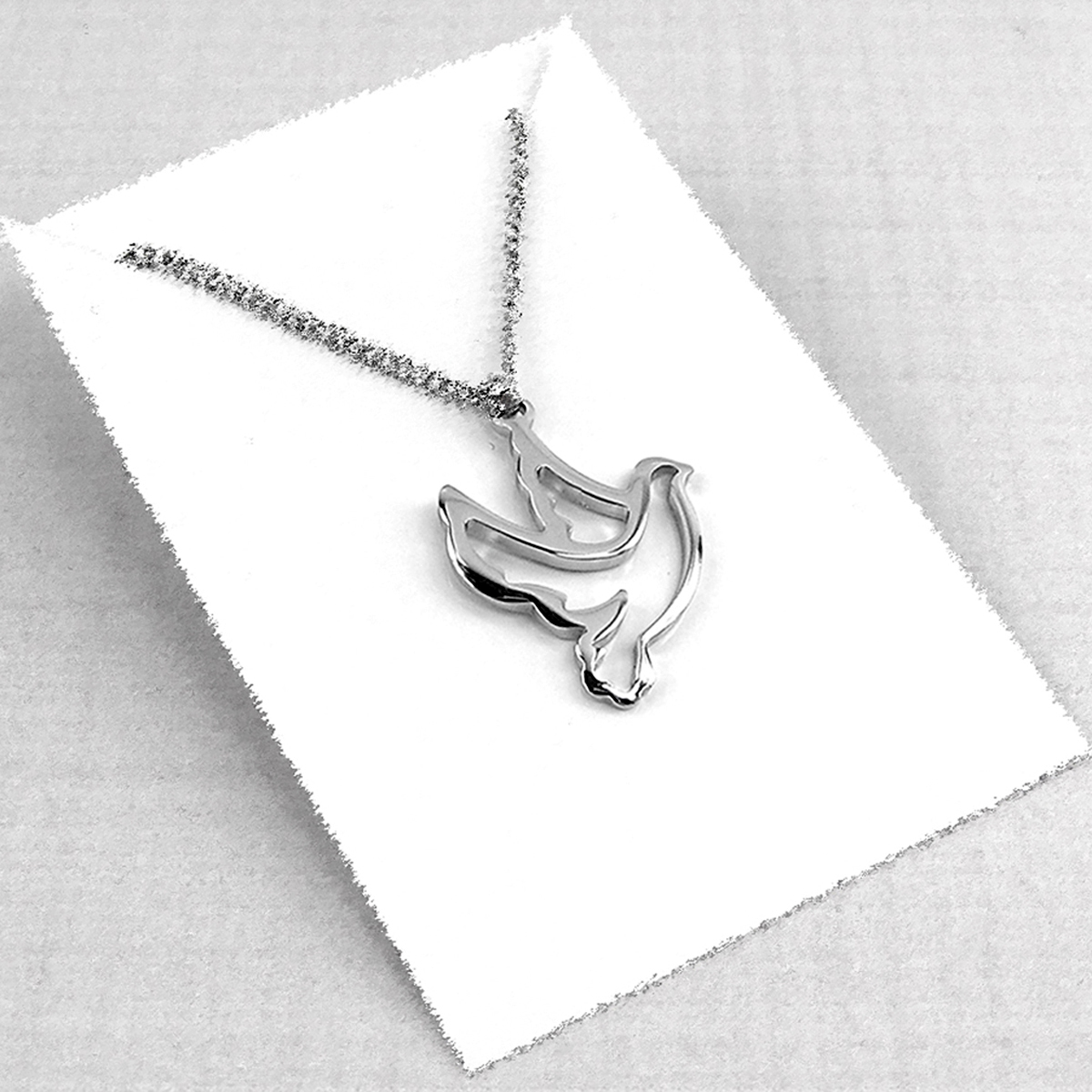 911Z Güvercin kuş küçük çelik kolye  27 x 22 mm