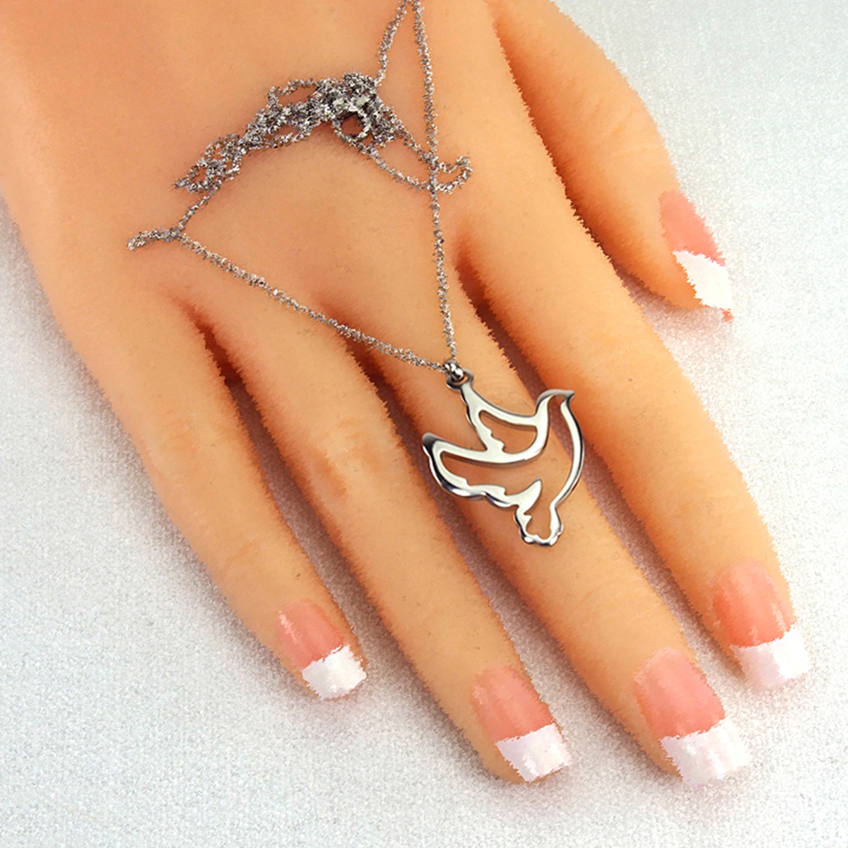 911Z Güvercin kuş küçük çelik kolye  27 x 22 mm