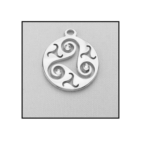 1020TKA Triskelion (büyük) uzun çelik kolye.