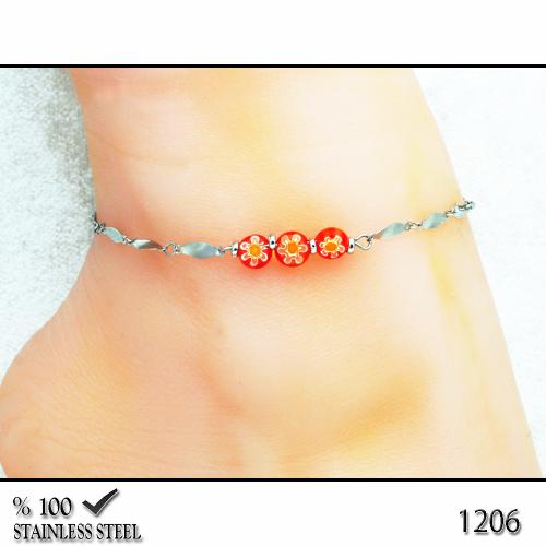 1206  cam boncuk çelik halhal