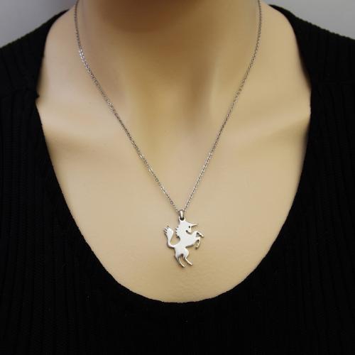 1246Z Unicorn boynuzlu at çelik unisex kolye