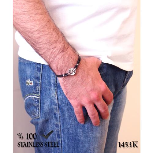 1453 Ying yang kordonlu çelik bileklik