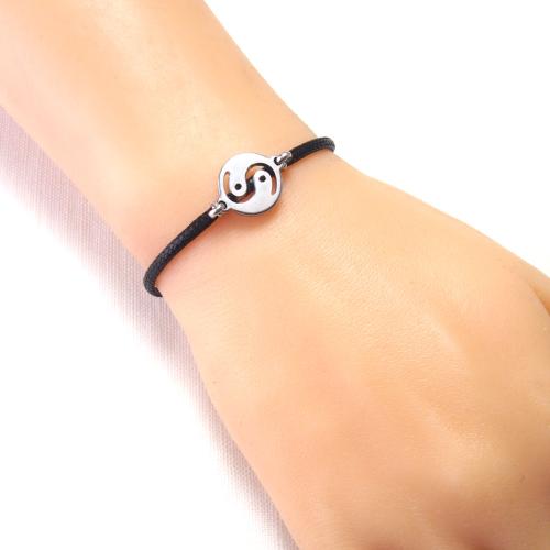 1453BS Ying Yang kordonlu çelik bileklik