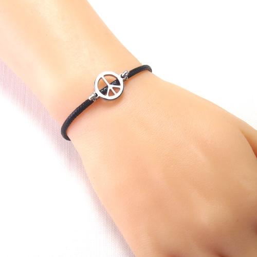 1457BS Peace Barış kordonlu çelik bileklik