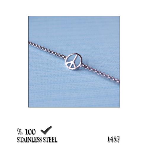 1457BY Peace-barış simgesi çelik bileklik