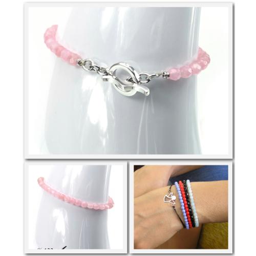 1782 Pembe Kristal cam çelik bileklik