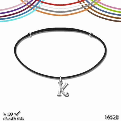 2222B K harfi kordonlu çelik bileklik