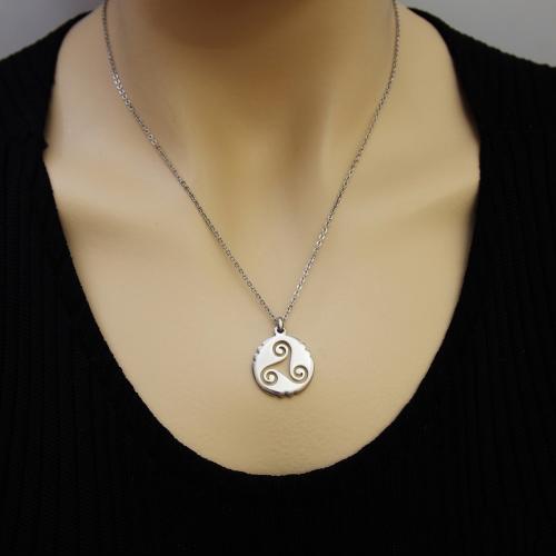 2540Z Triskelion triskele çelik unisex kolye