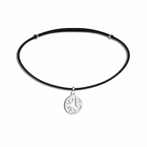 2938B Daire Triskelion çelik uçlu kordonlu bileklik