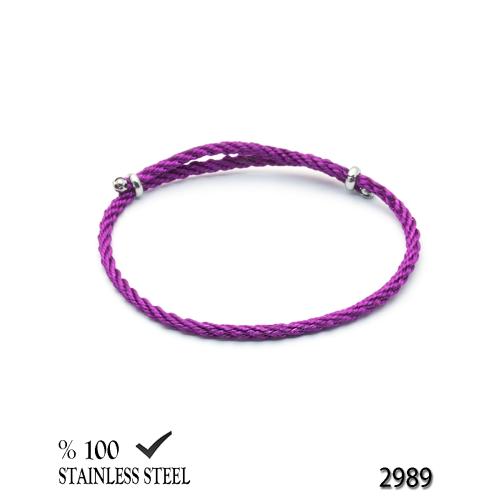 2989 2,5 mm Fuşya-Mor burgulu kordon bileklik