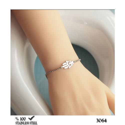 3064BY Fatma el vav çelik zincir bileklik