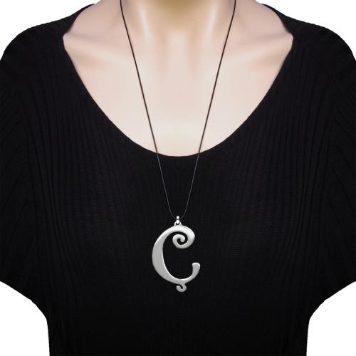 613KA Ç harfi büyük harf çelik harf kolye (Yükseklik 5cm)