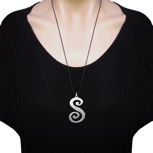 630KA S harfi büyük harf çelik harf kolye (Yükseklik 5cm)